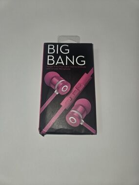 BIG BANG Pink In-Ear Stereo Earbuds with In-Line Microphone